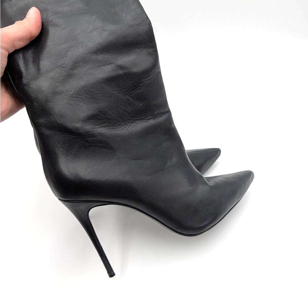 Black Suede Studio Kath 80 Knee High Boots Women's Black Leather Size US7.5 EU38 - Picture 10 of 13